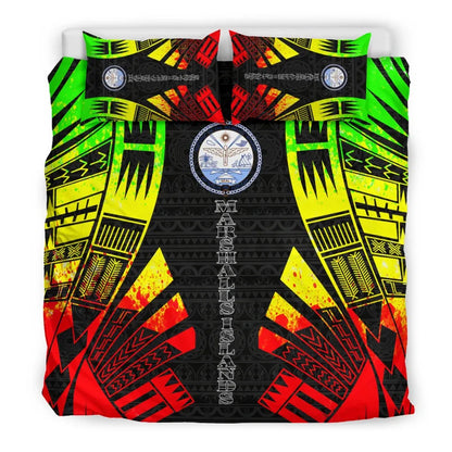 Marshall Islands Duvet Cover Set - Polynesian Tattoo Reggae