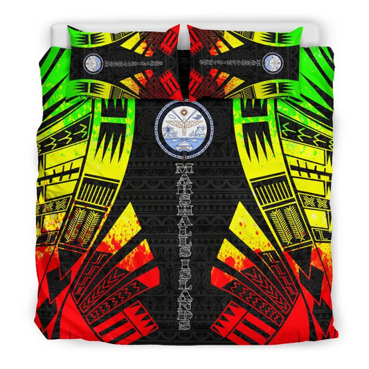 Marshall Islands Duvet Cover Set - Polynesian Tattoo Reggae