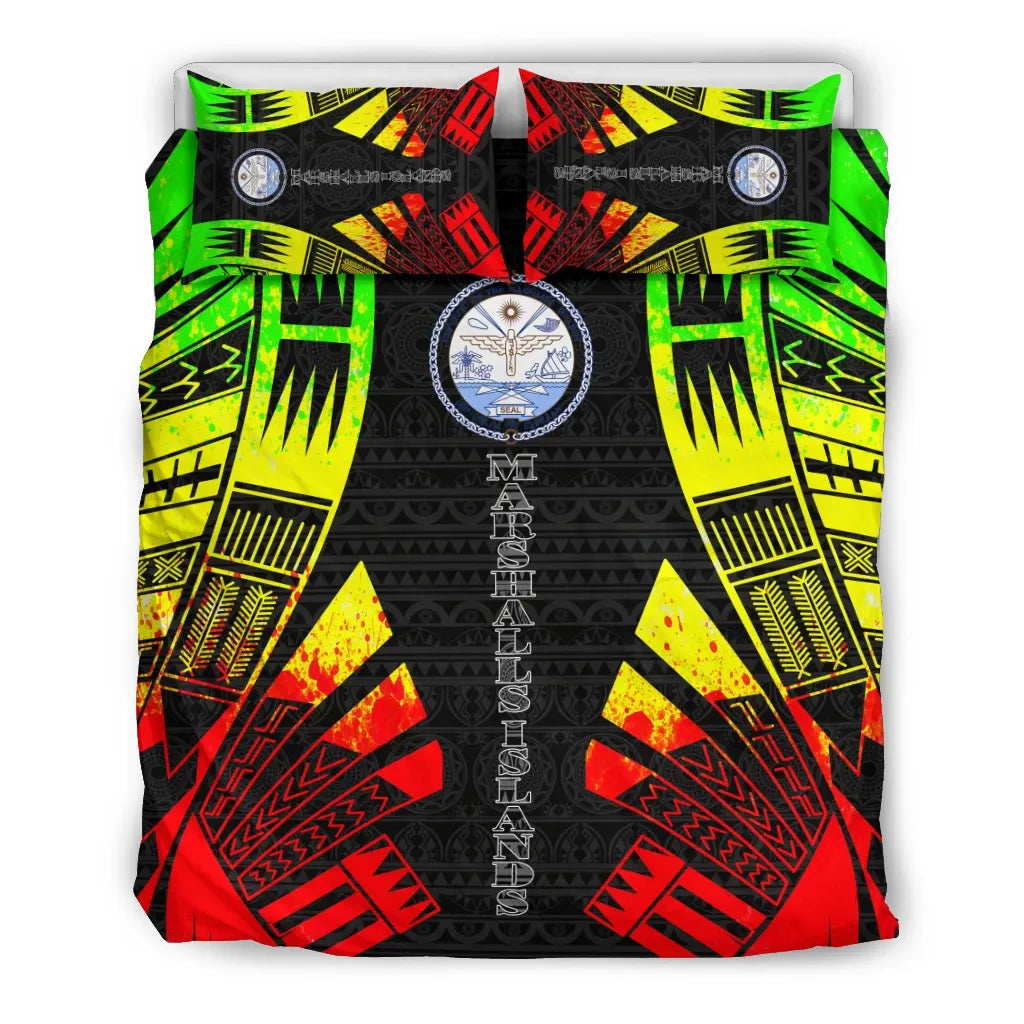 Marshall Islands Duvet Cover Set - Polynesian Tattoo Reggae