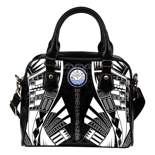 Marshall Islands Shoulder Handbag - Polynesian Tattoo Black
