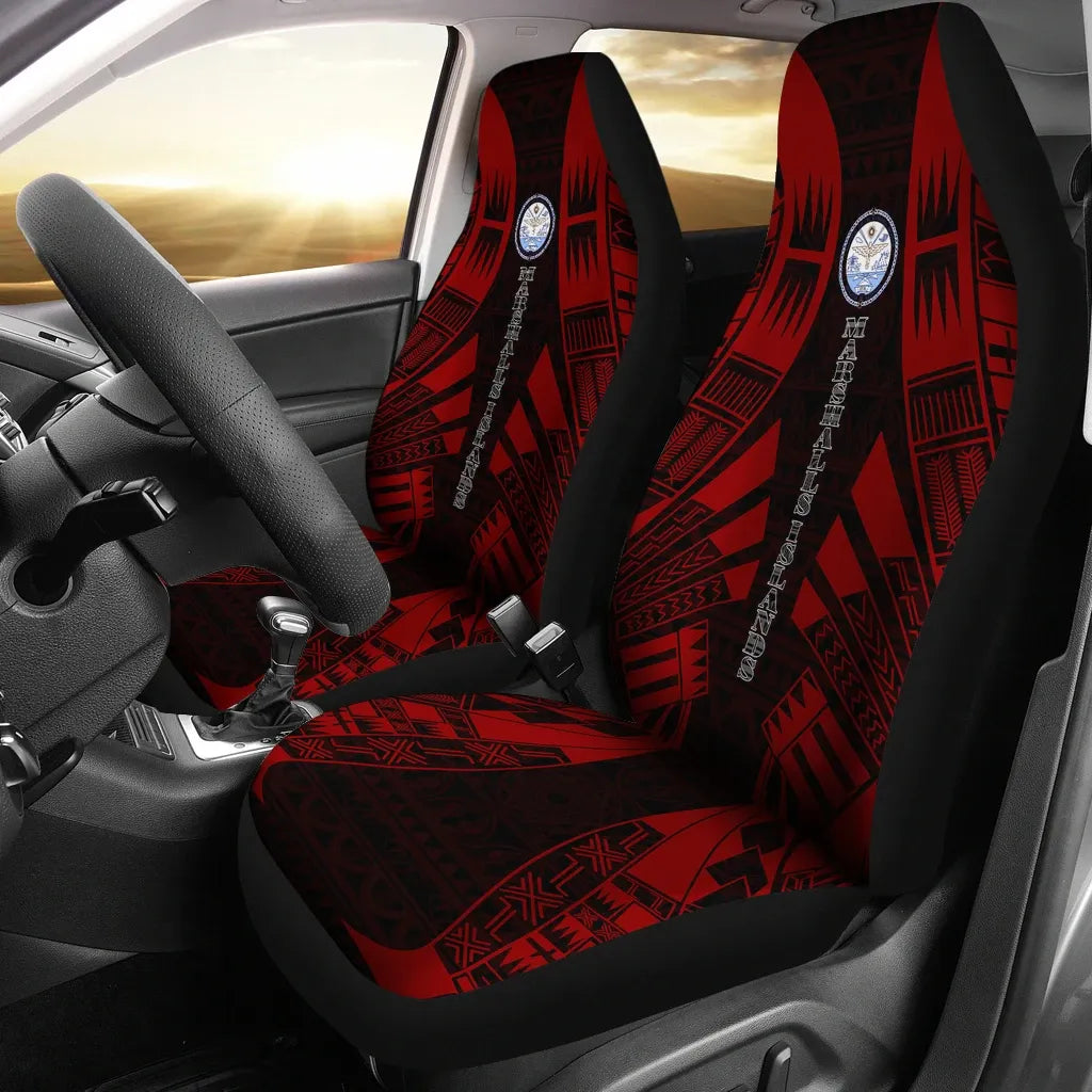 Marshall Islands Car Seat Covers - Marshall Islands Seal Polynesian Tattoo Red