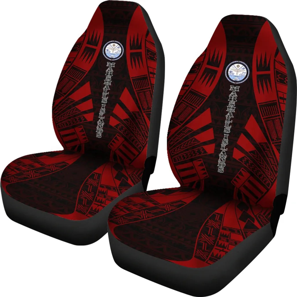 Marshall Islands Car Seat Covers - Marshall Islands Seal Polynesian Tattoo Red