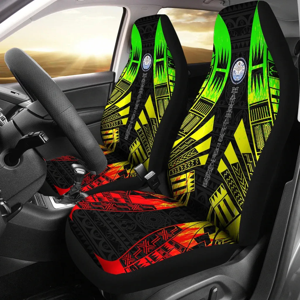 Marshall Islands Car Seat Cover - Marshall Islands Flag Polynesian Tattoo Reggae