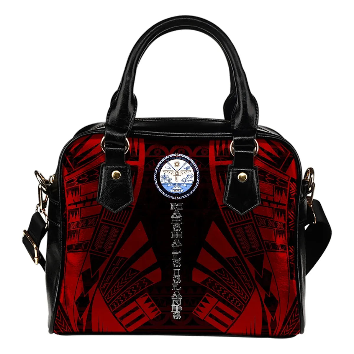 Marshall Islands Shoulder Handbag - Polynesian Tattoo Red