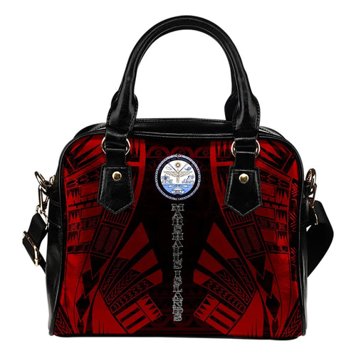 Marshall Islands Shoulder Handbag - Polynesian Tattoo Red
