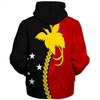 Papua New Guinea Sherpa Hoodie Melanesian Tribal PNG Half Style