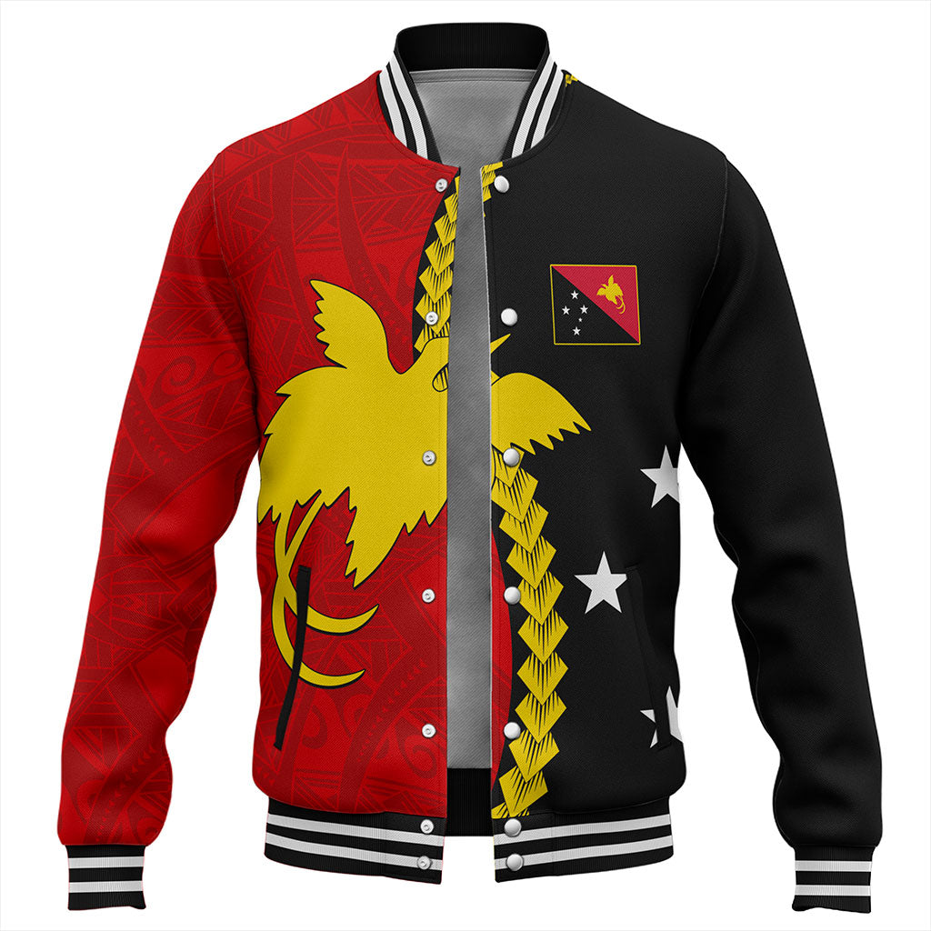 Papua New Guinea Baseball Jacket Melanesian Tribal PNG Half Style