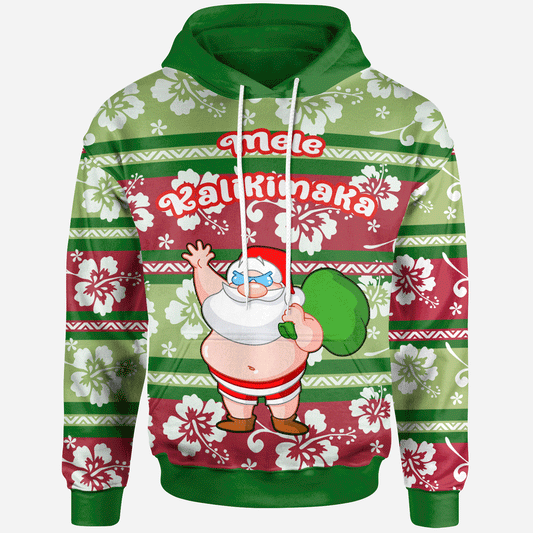Mele Kalikimaka Hoodie - Santa Claus And Gift Bags