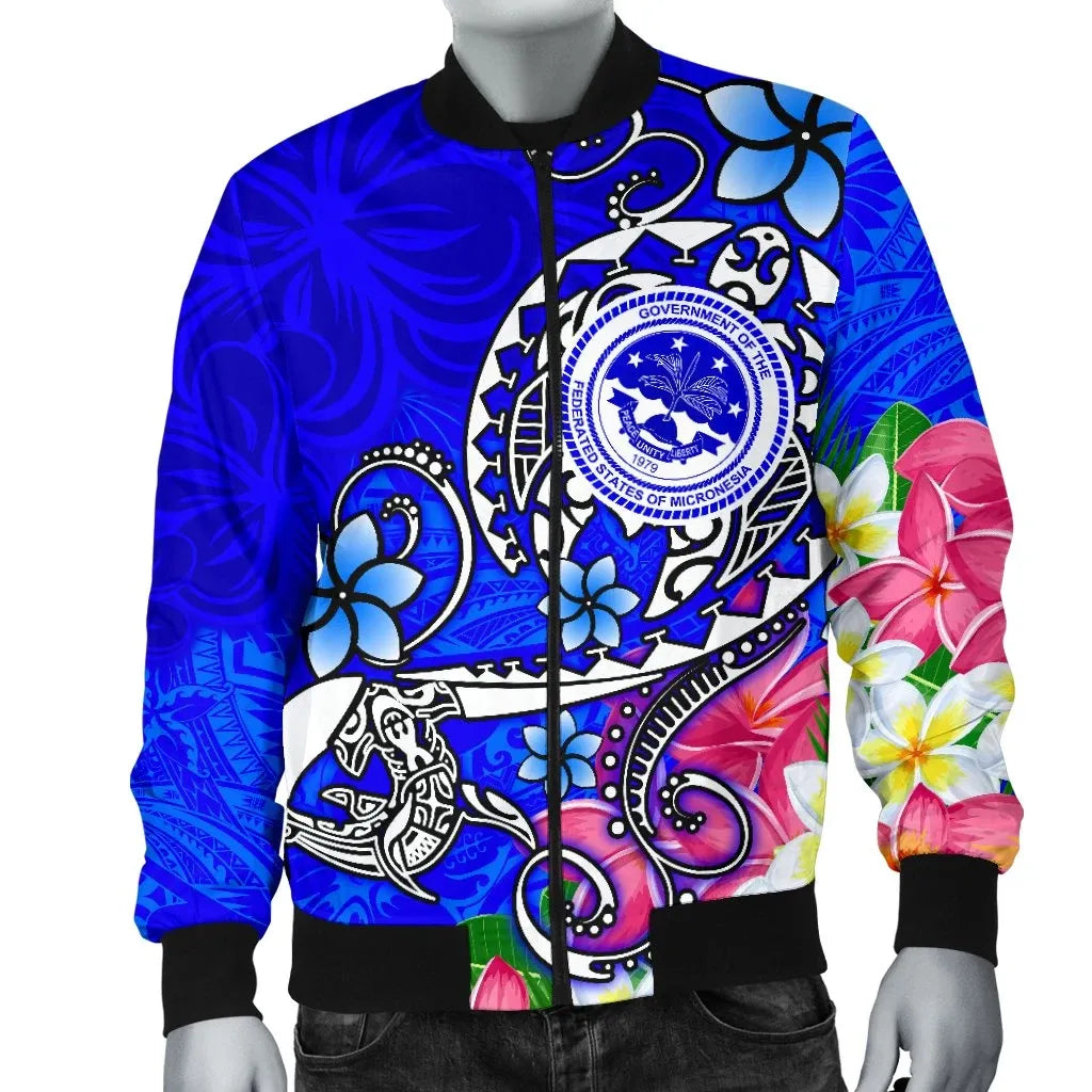 FSM Bomber Jacket - Turtle Plumeria (Blue)