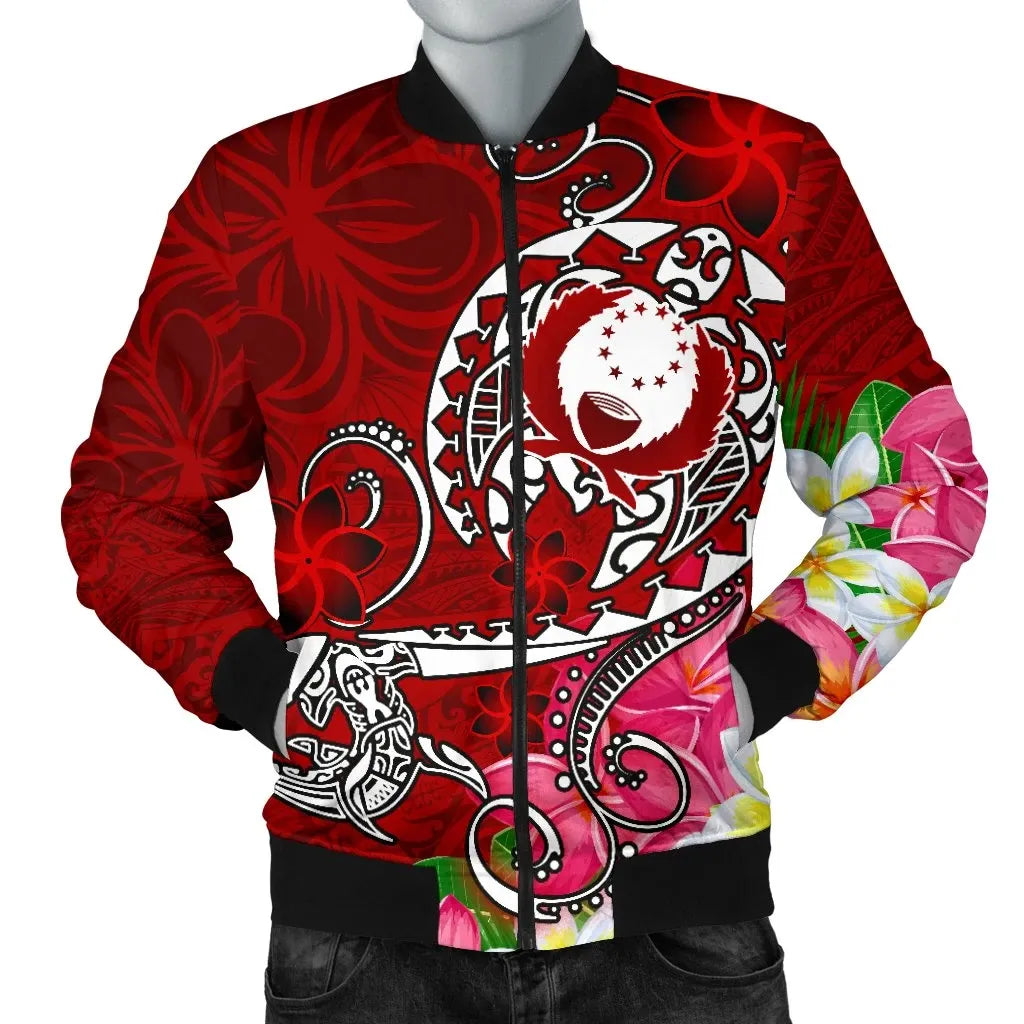 Pohnpei Bomber Jacket - Turtle Plumeria (Red)