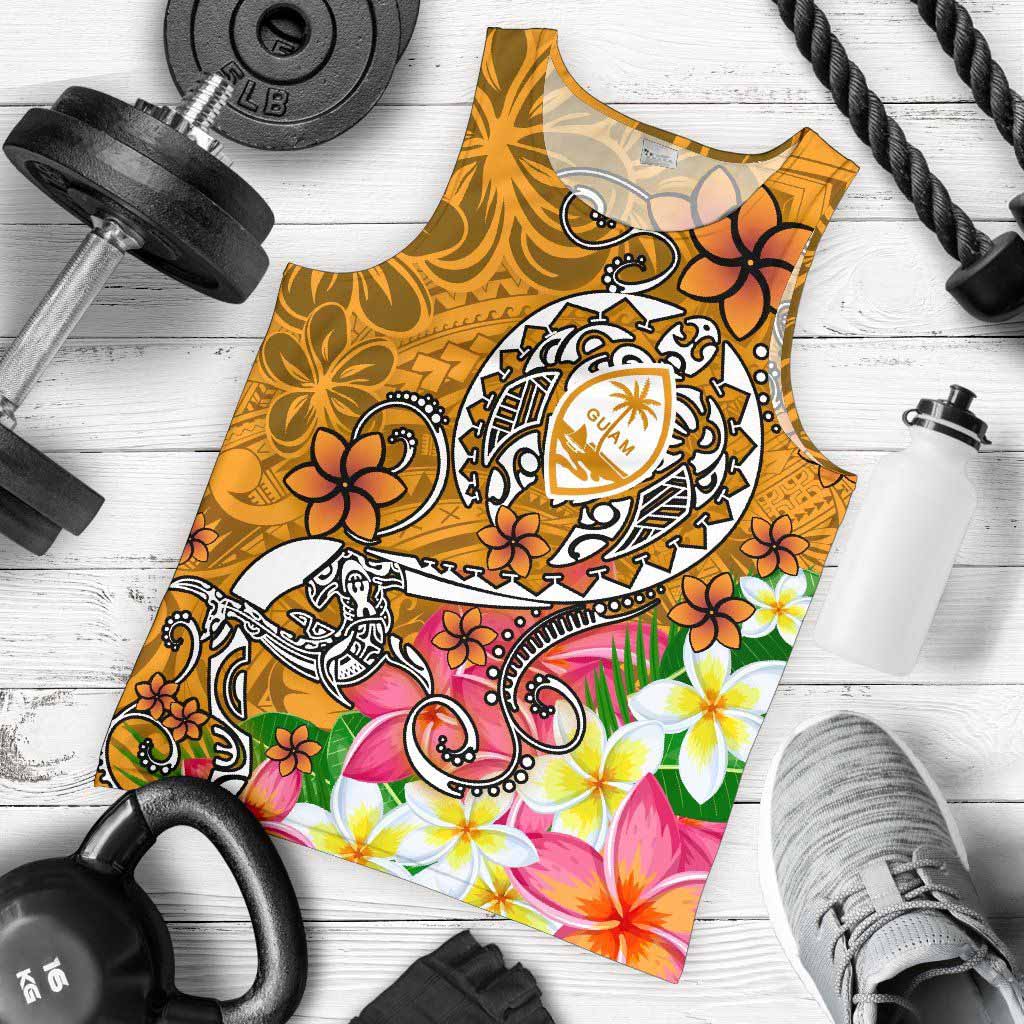 Guam Men Tank Top - Turtle Plumeria (Gold)