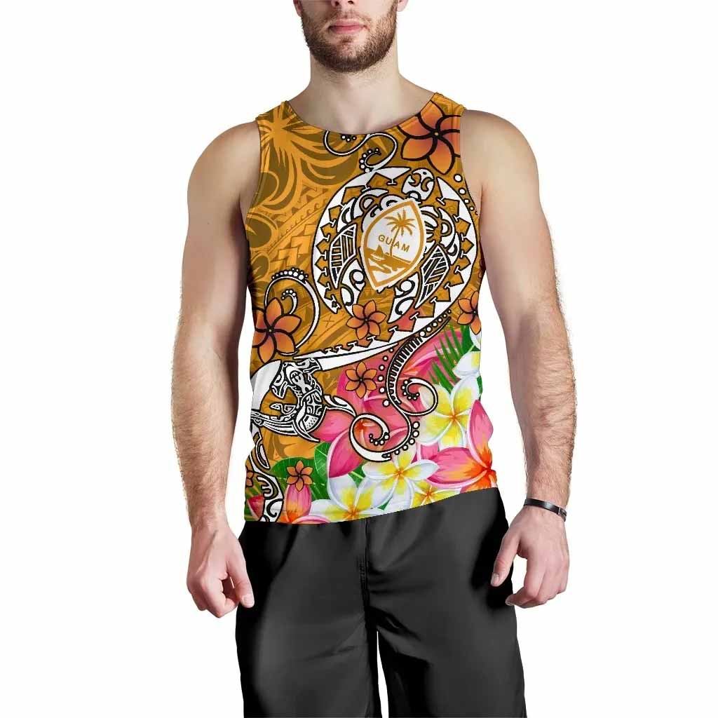 Guam Men Tank Top - Turtle Plumeria (Gold)
