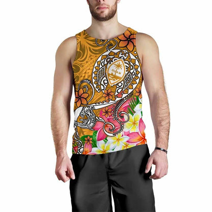 Guam Men Tank Top - Turtle Plumeria (Gold)
