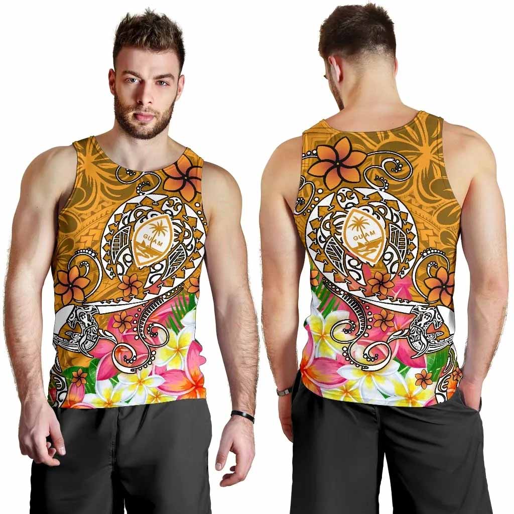 Guam Men Tank Top - Turtle Plumeria (Gold)