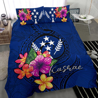 Micronesia Bedding Set - Kosrae Duvet Cover Set Floral With Seal Blue