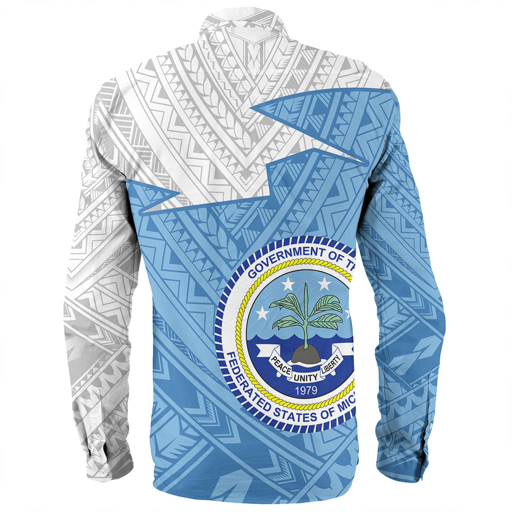 Federated States Of Micronesia Long Sleeve Shirt Polynesian Tattoo Flag And Coat Of Arms