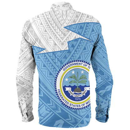 Federated States Of Micronesia Long Sleeve Shirt Polynesian Tattoo Flag And Coat Of Arms