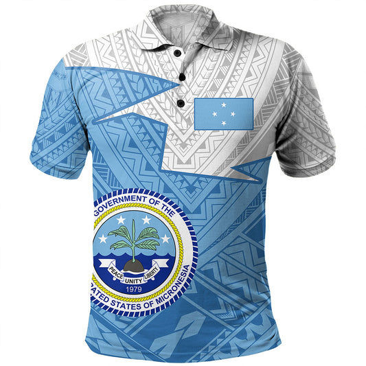 Federated States Of Micronesia Polo Shirt Polynesian Tattoo Flag And Coat Of Arms