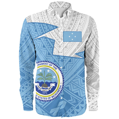 Federated States Of Micronesia Long Sleeve Shirt Polynesian Tattoo Flag And Coat Of Arms