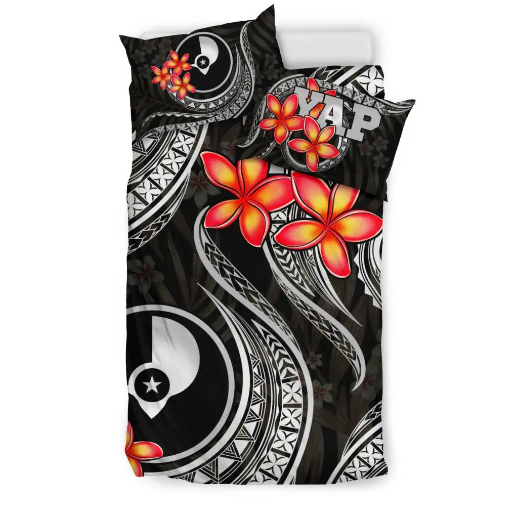 Micronesian Bedding Set - Yap Duvet Cover Cover - Gold Plumeria