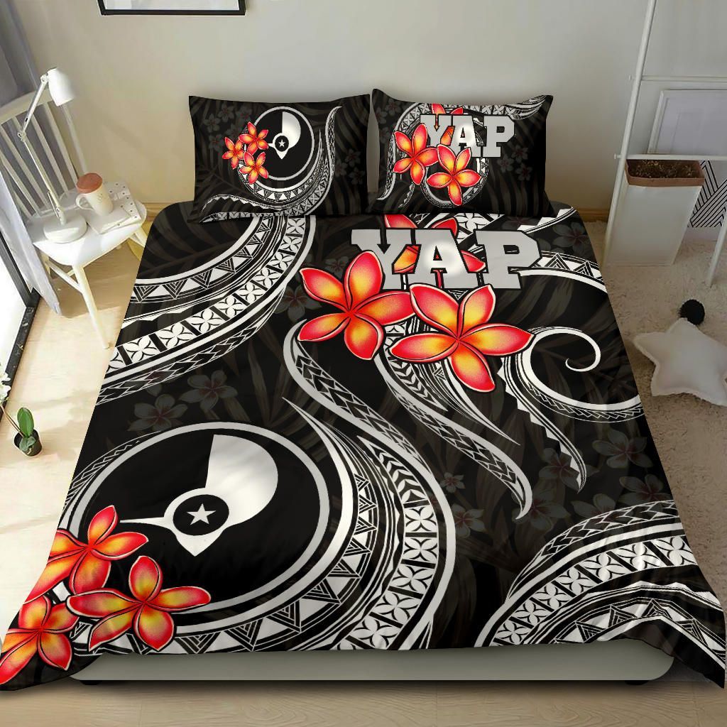 Micronesian Bedding Set - Yap Duvet Cover Cover - Gold Plumeria
