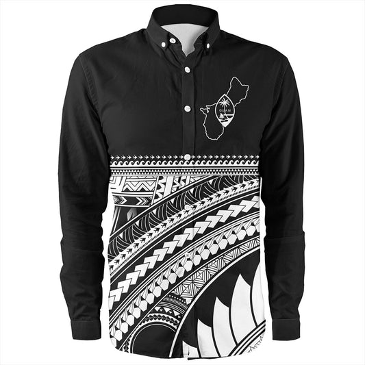 Guam Long Sleeve Shirt Micronesian Map Tribal Style