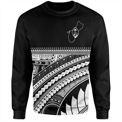 Guam Sweatshirt Micronesian Map Tribal Style