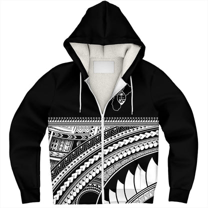 Guam Sherpa Hoodie Micronesian Map Tribal Style