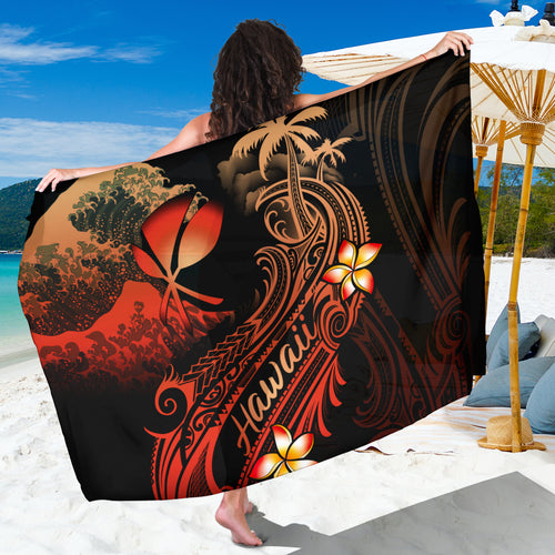 Hawaii Sarong Plumeria Flowers And Waves