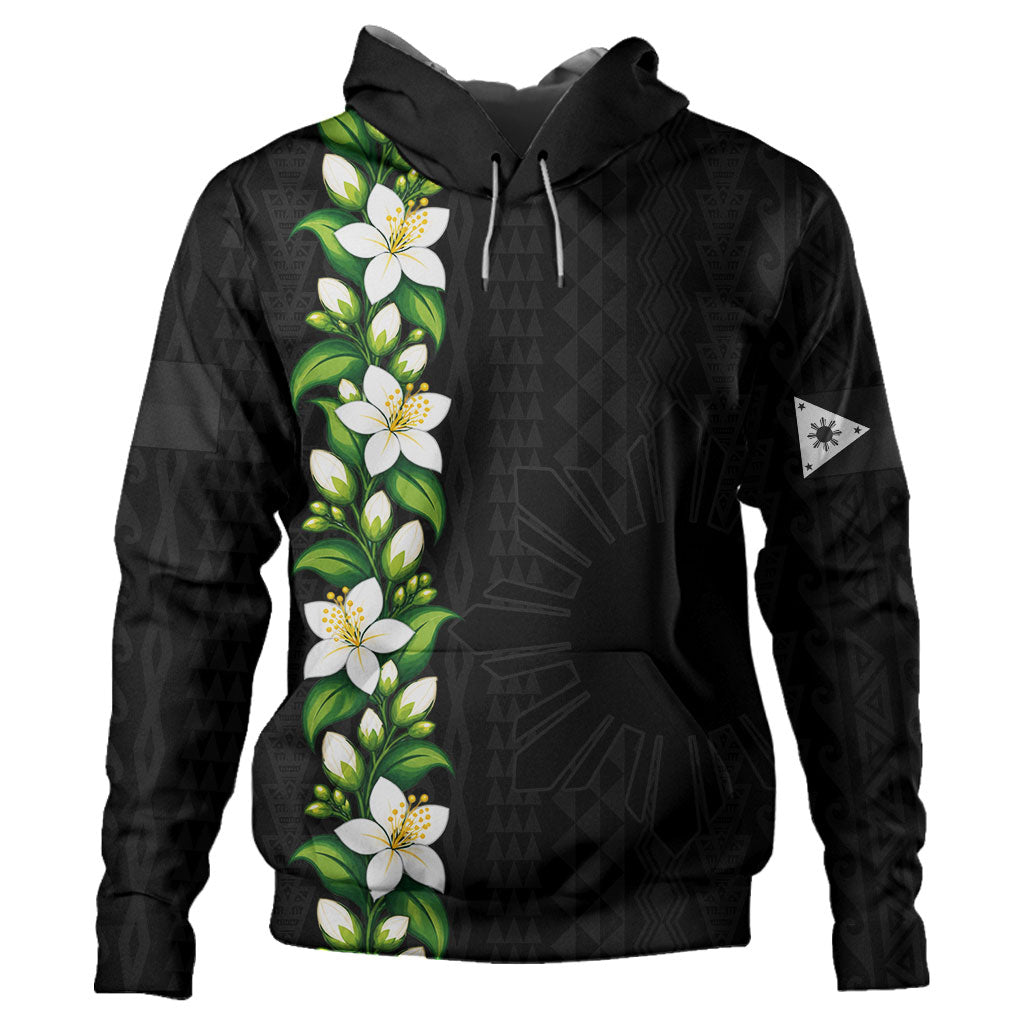 Philippines Filipinos Hoodie Sampaguita Flower Tribal Polynesian Sun Island Style