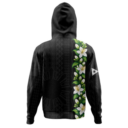 Philippines Filipinos Hoodie Sampaguita Flower Tribal Polynesian Sun Island Style
