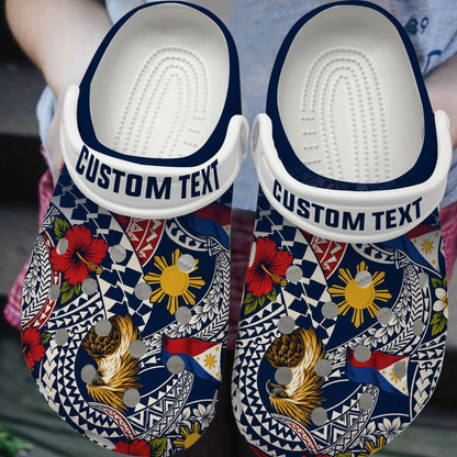 Philippines Filipinos Clogs Shoes Eagle Sun Flag Floral Tribal Style