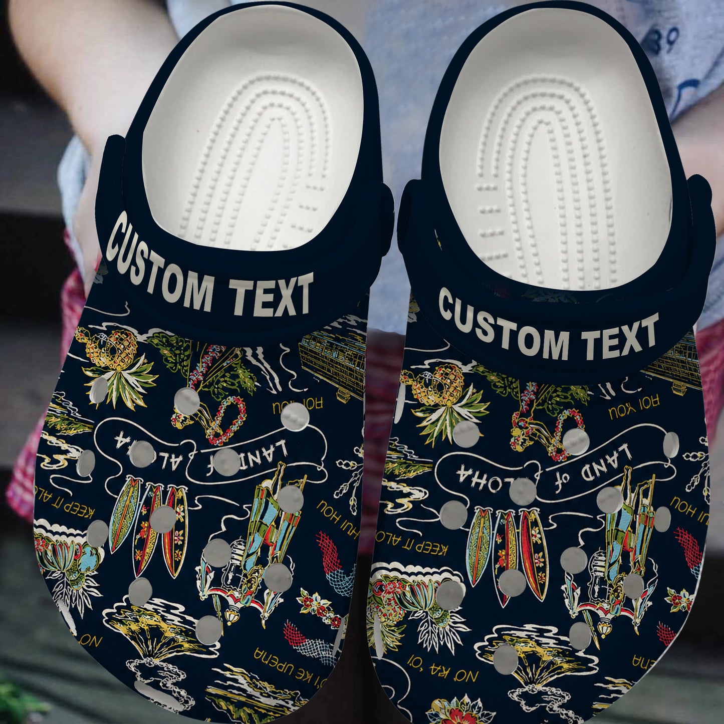 Hawaii Clogs Shoes Custom Text Hae Tropical Hibiscus Plumeria