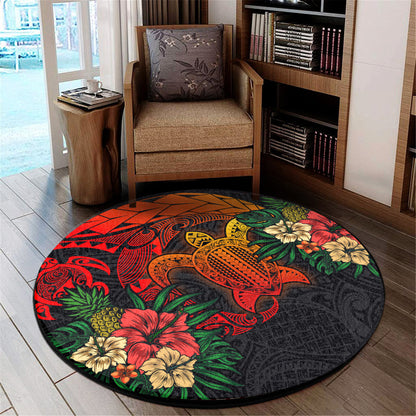 Hawaii Polynesian Turtle Tropical Round Rug