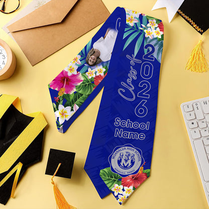 Hawaii Graduation Stole Custom Moanalua High School Class 2026 Tropical Hibiscus Island Style