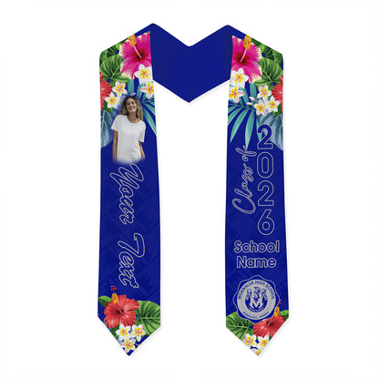 Hawaii Graduation Stole Custom Moanalua High School Class 2026 Tropical Hibiscus Island Style