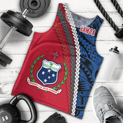 Samoa Tank Top - Samoa Coat Of Arms With Polynesian Tribal Flag Style