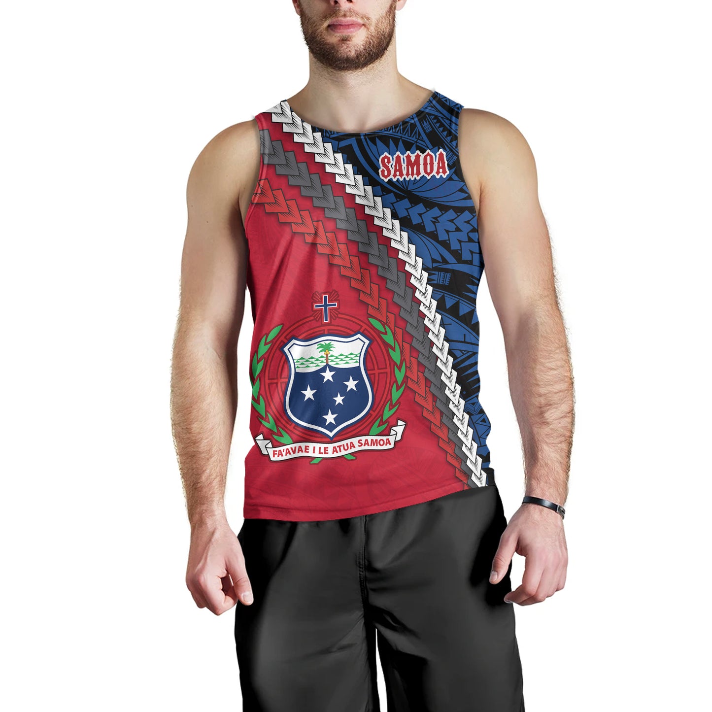 Samoa Tank Top - Samoa Coat Of Arms With Polynesian Tribal Flag Style