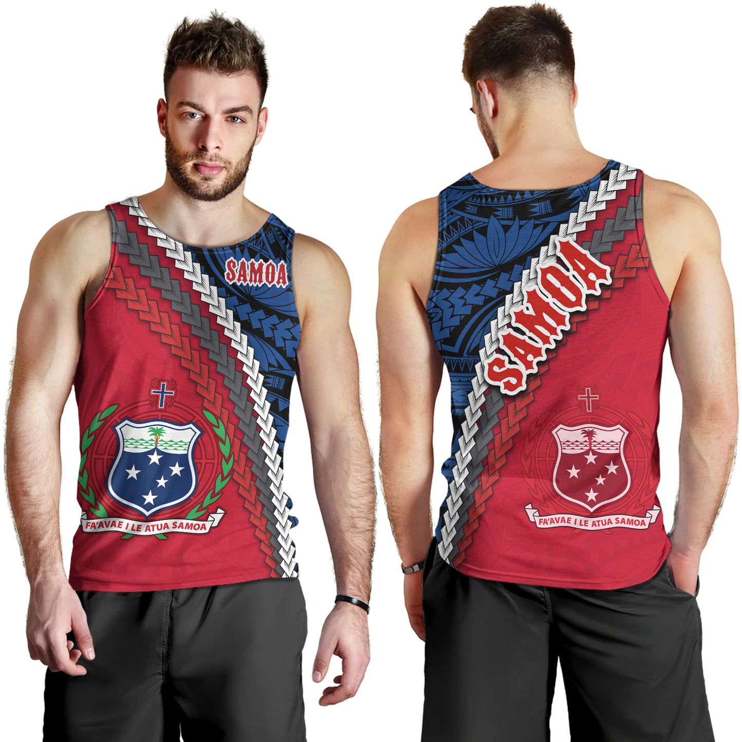 Samoa Tank Top - Samoa Coat Of Arms With Polynesian Tribal Flag Style