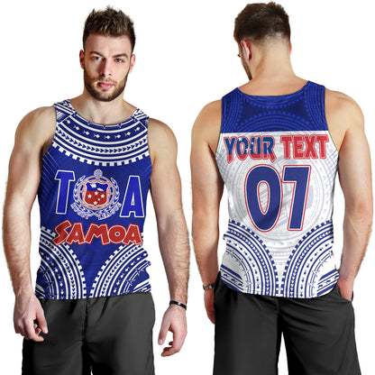 (Custom Personalised) Samoa Rugby Toa Samoa Blue Style Tank Top