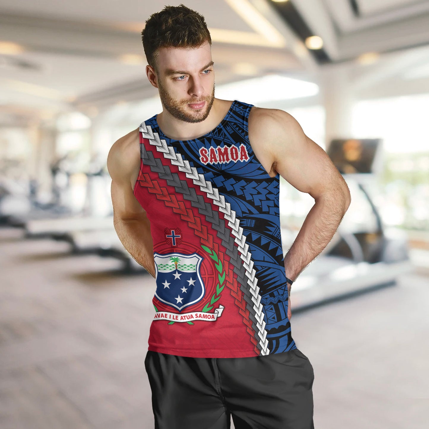 Samoa Tank Top - Samoa Coat Of Arms With Polynesian Tribal Flag Style