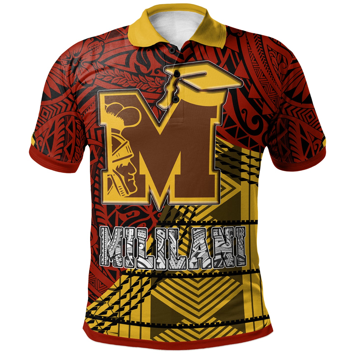 Hawaii Mililani High School Custom Polo Shirt - Mililani High School Polynesian Pattern