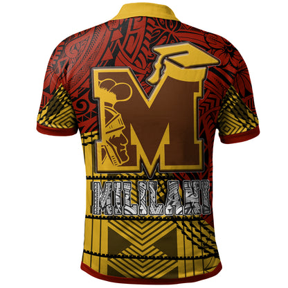 Hawaii Mililani High School Custom Polo Shirt - Mililani High School Polynesian Pattern