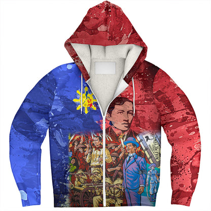 Philippines Filipinos Sherpa Hoodie National Heroes Dawring Art Style