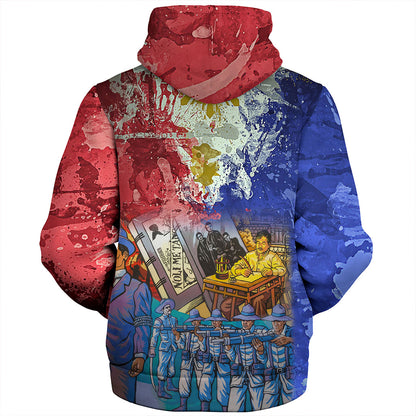 Philippines Filipinos Sherpa Hoodie National Heroes Dawring Art Style