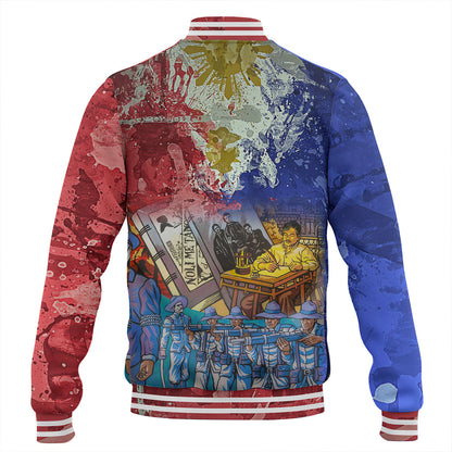Philippines Filipinos Baseball Jacket National Heroes Dawring Art Style