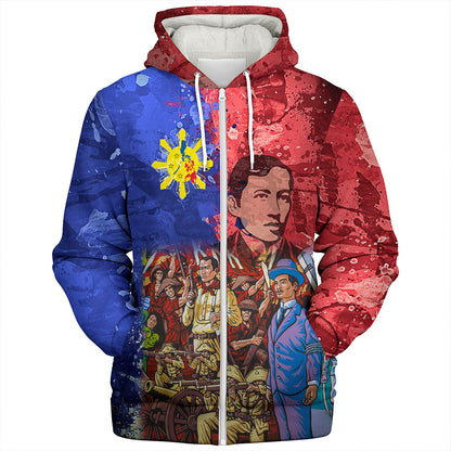 Philippines Filipinos Sherpa Hoodie National Heroes Dawring Art Style