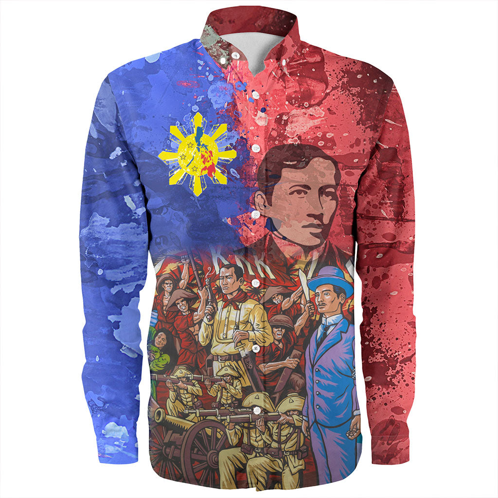Philippines Filipinos Long Sleeve Shirt National Heroes Dawring Art Style