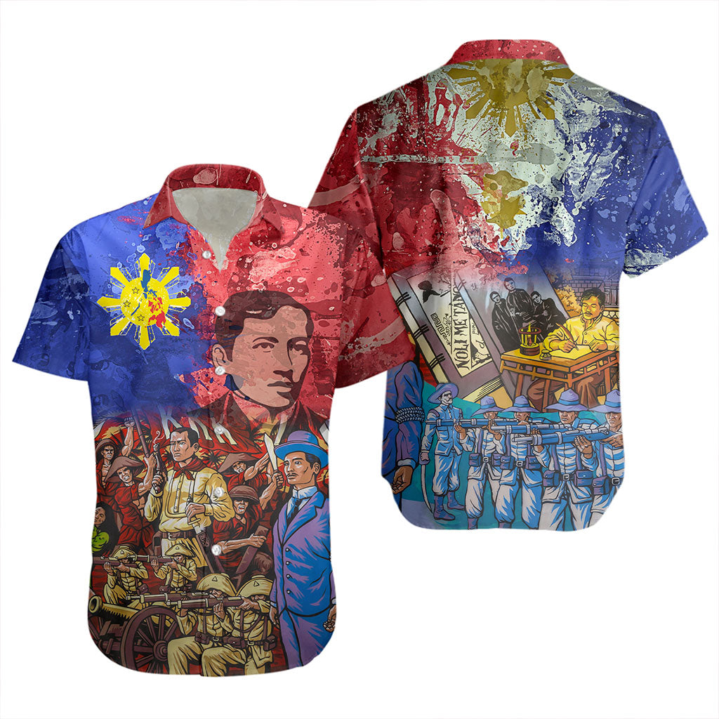 Philippines Filipinos Short Sleeve Shirt National Heroes Dawring Art Style