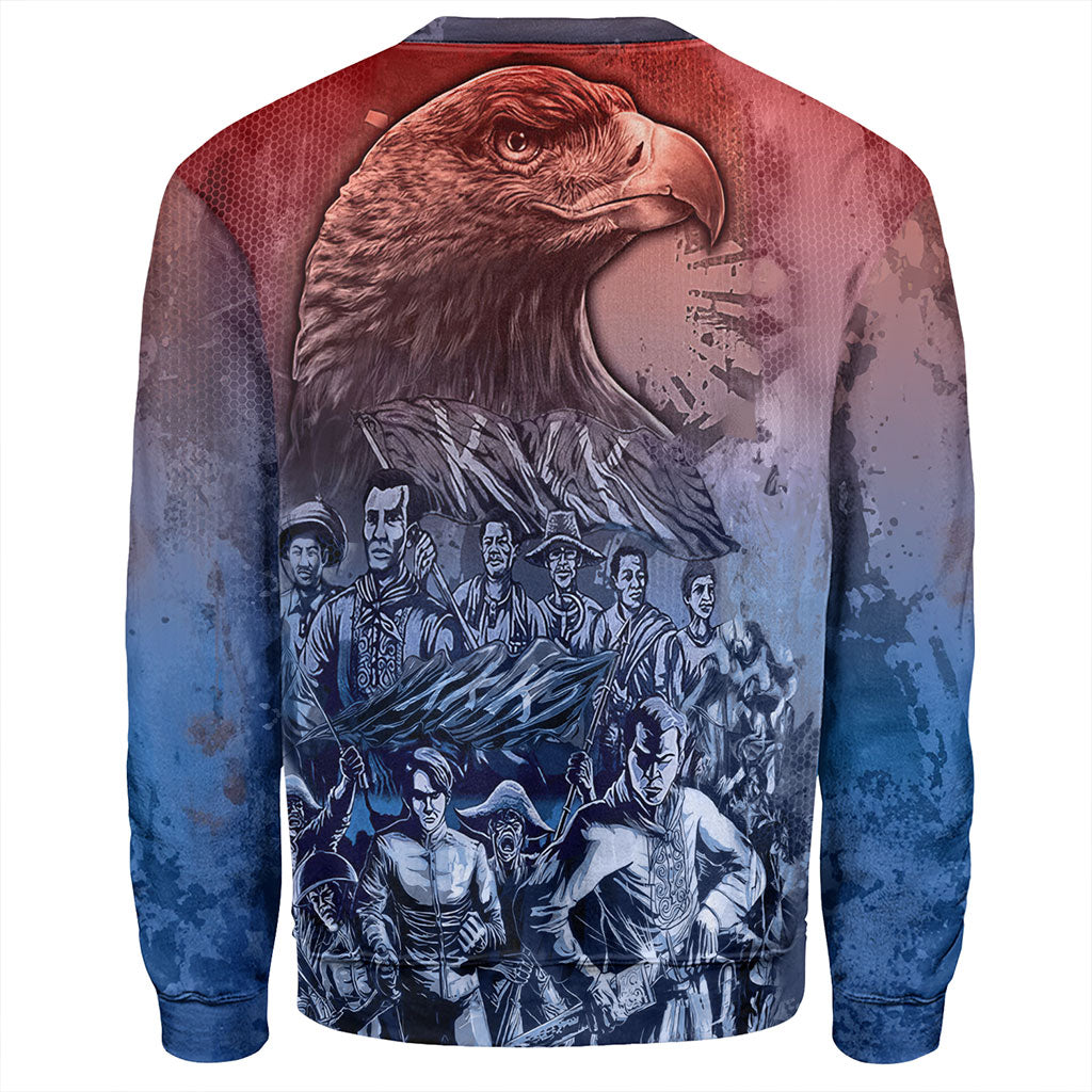 Philippines Filipinos Sweatshirt National Heroes Sun Star With Eagle